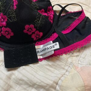 rampage y2k hot pink and black punk emo floral padded bra size 36C
